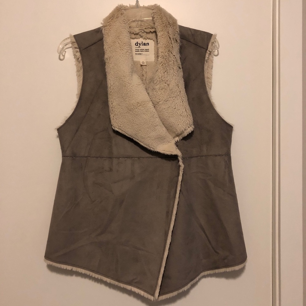Faux suede and fur vest